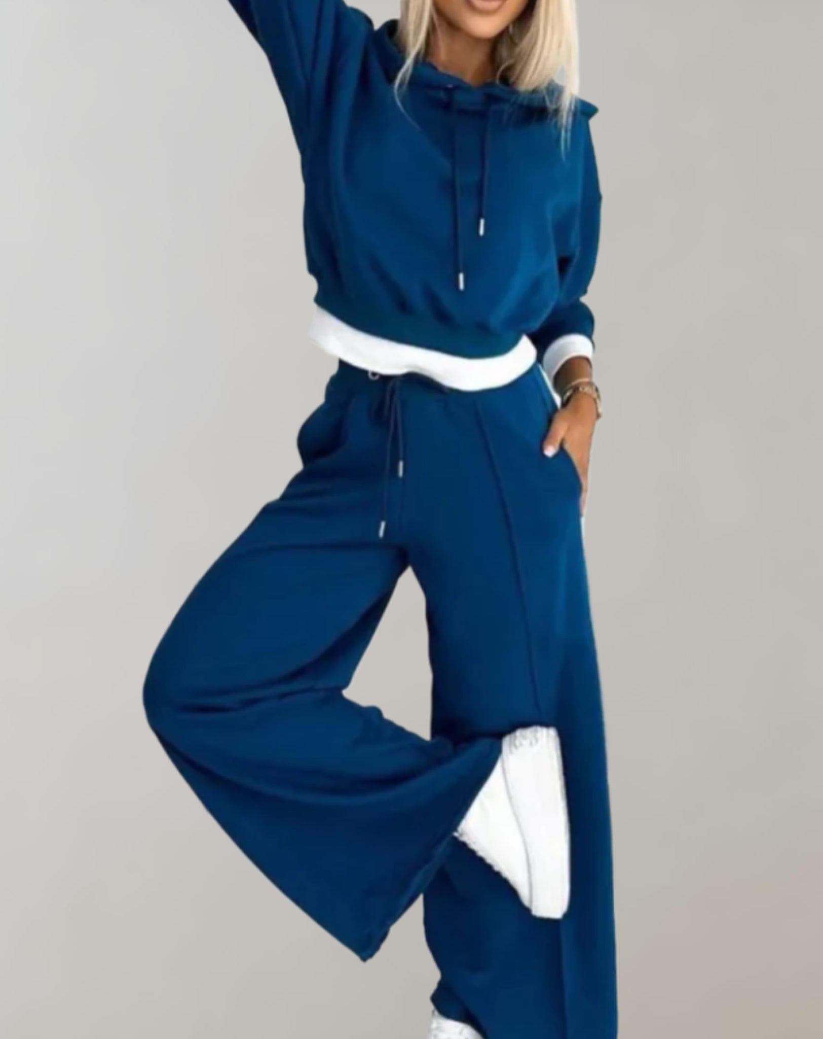 Women's Casual Wide Leg Lounge Set – Soft Cotton Blend Relaxed Fit Hoodie and Pants for Everyday Comfort